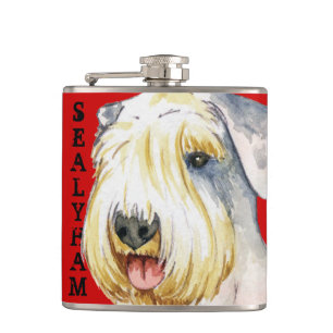 Sealyham Terrier Colour Block Hip Flask