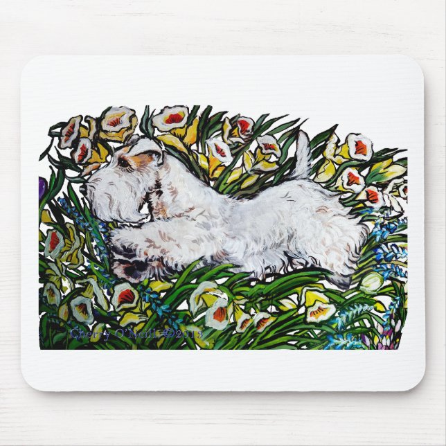 Sealyham Terrier Daffodils Mouse Mat (Front)