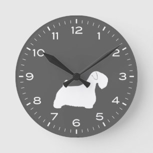 Sealyham Terrier Dog Breed Silhouette Round Clock