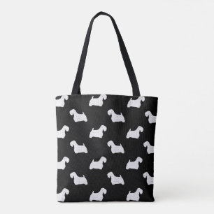 Sealyham Terrier Dog Breed Silhouettes Patterned Tote Bag