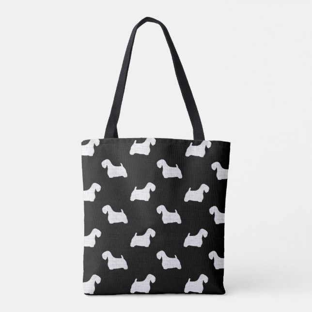 Sealyham Terrier Dog Breed Silhouettes Patterned Tote Bag (Back)