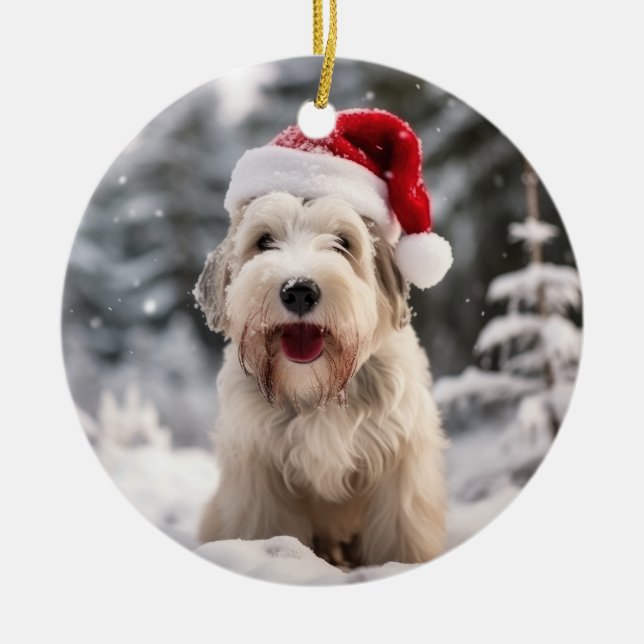 Sealyham Terrier Dog Christmas Keepsake Ceramic Tree Decoration (Front)