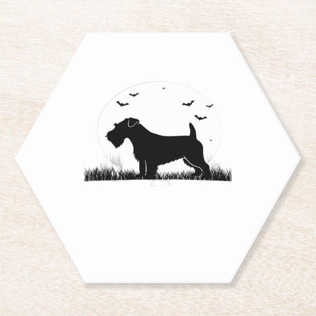 Sealyham Terrier Dog � Halloween Moon Silhouette O Paper Coaster (Front)