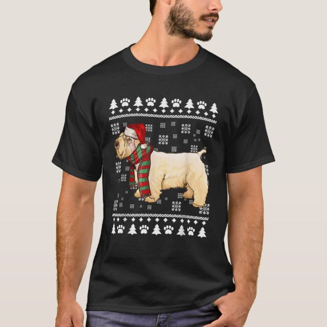 Sealyham Terrier Dog Santa Hat Xmas Ugly Christmas T-Shirt (Front)