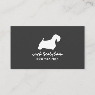 Sealyham Terrier Dog Silhouette Grey and White Business Card