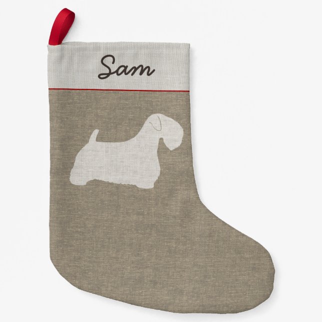 Sealyham Terrier Dog Silhouette Personalised Xmas Small Christmas Stocking (Front)