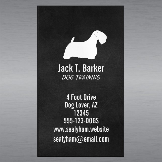 Sealyham Terrier Dog Silhouette Vertical Magnetic Business Card (Creator Uploaded)