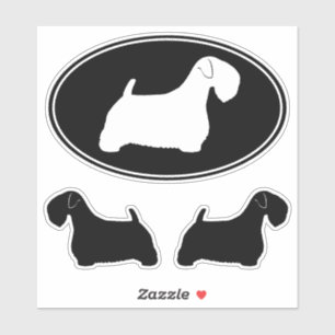 Sealyham Terrier Dog Silhouettes Vinyl Sticker Set