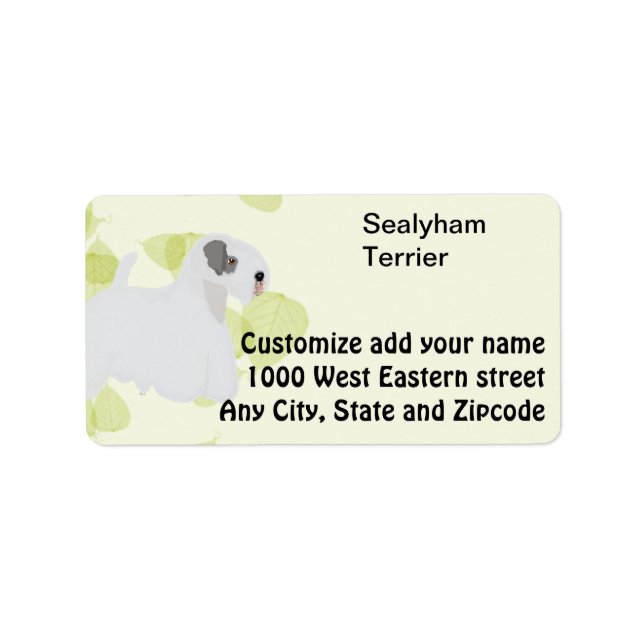 Sealyham Terrier ~ Green Leaves Designs Label (Front)