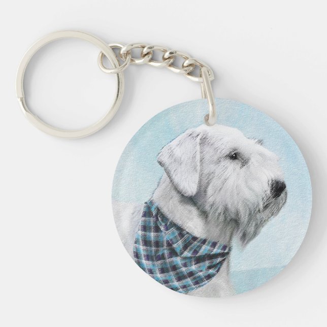 Sealyham Terrier Painting - Cute Original Dog Art Key Ring (Front)