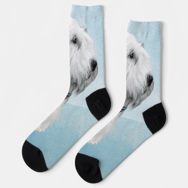 Sealyham Terrier Painting - Cute Original Dog Art Socks (Left)