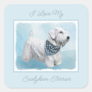 Sealyham Terrier Painting - Cute Original Dog Art  Square Sticker