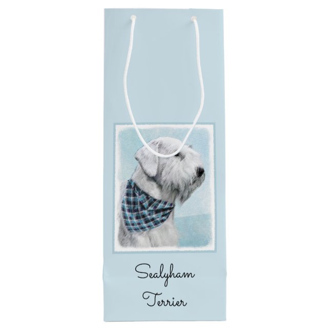 Sealyham Terrier Painting - Cute Original Dog Art Wine Gift Bag (Back)