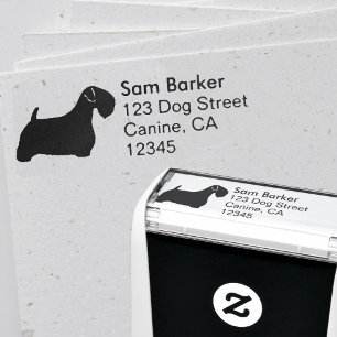 Sealyham Terrier Silhouette Return Address Self-inking Stamp