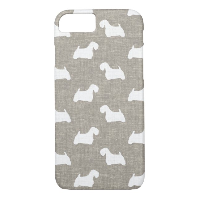 Sealyham Terrier Silhouettes Faux Linen Style Case-Mate iPhone Case (Back)