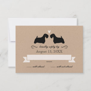 Sealyham Terrier Silhouettes Wedding Reply RSVP Card