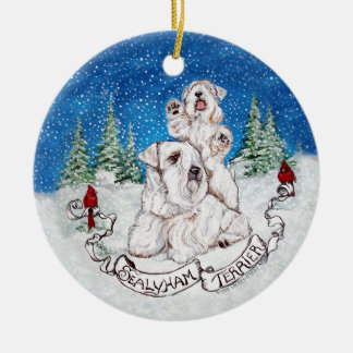 Sealyham Terrier Winter Ceramic Tree Decoration
