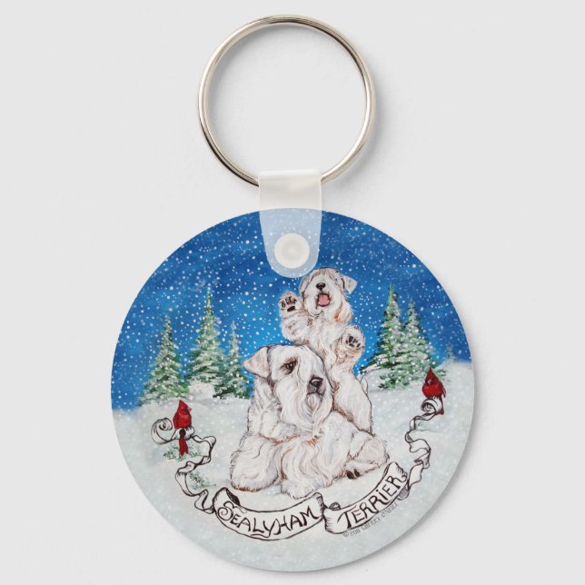 Sealyham Terrier Winter Key Ring (Front)
