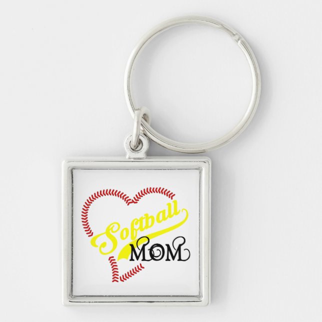 Seam Stitch Heart Softball Mum Seams Bal Key Chain (Front)