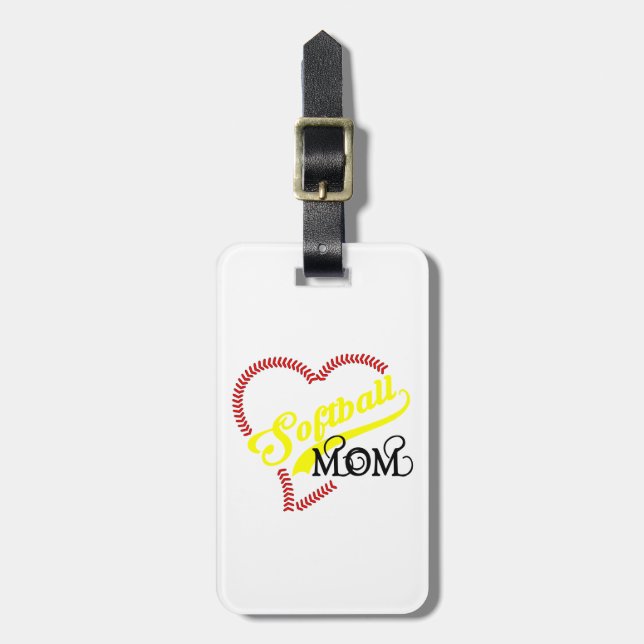 Seam Stitch Heart Softball Mum Seams Luggage Tag (Front Vertical)