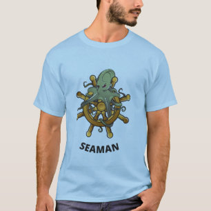 Seaman Ships Wheel And Octopus T-Shirt
