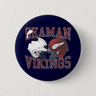 Seaman Vikings Crashing Helmets 6 Cm Round Badge