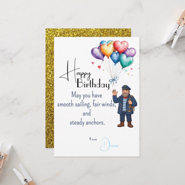 Seaman's Birthday Card (Front/Back In Situ)