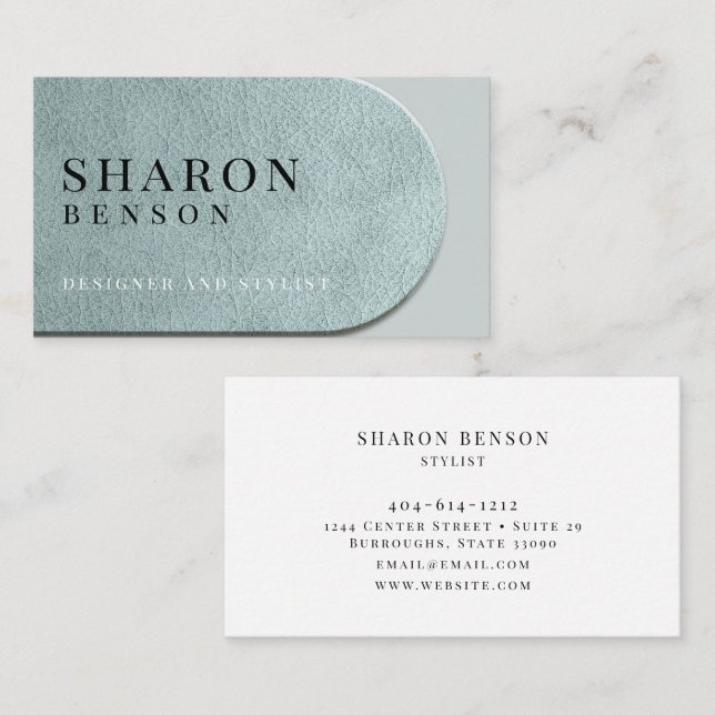 SeaMist Aqua Leather Texture Professional Business Card (Front/Back)