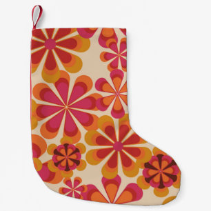 Seamless 70s retro floral pattern with vintage dai small christmas stocking