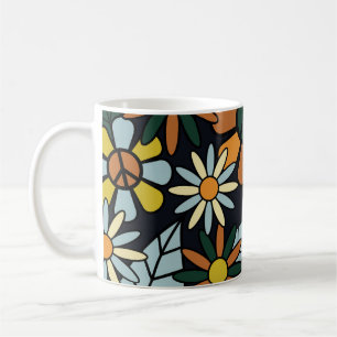Seamless 70's retro hippie flowers pattern - Vinta Coffee Mug
