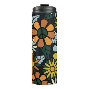 Seamless 70's retro hippie flowers pattern - Vinta Thermal Tumbler