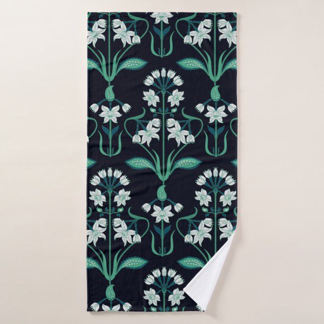 seamless abstract art nouveau floral pattern bath towel (Bath Towel)