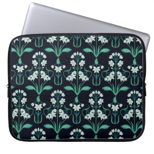 seamless abstract art nouveau floral pattern laptop sleeve