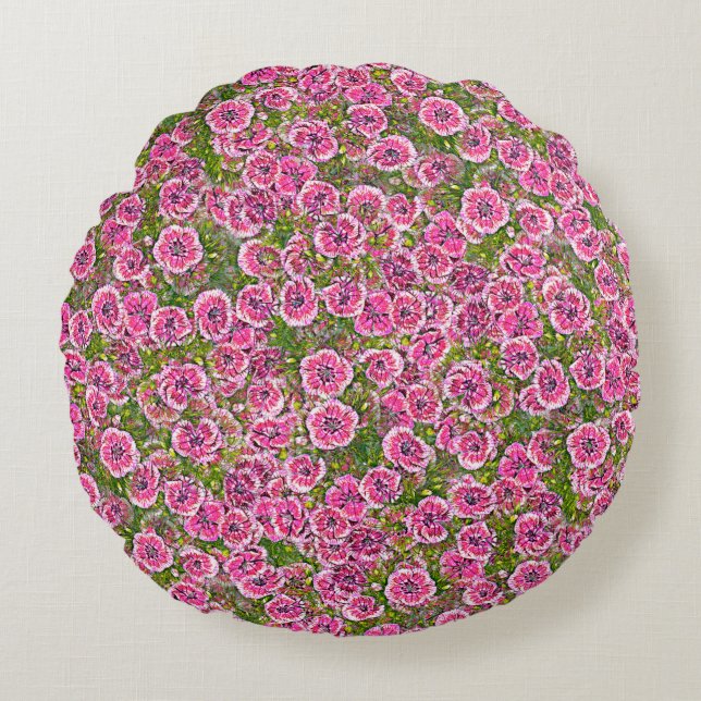 seamless abstract background. factory textile flow round cushion (Front)