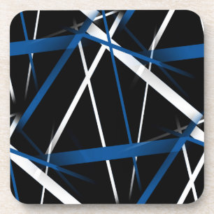 Seamless Abstract Blue and White Lines On Black B Coaster