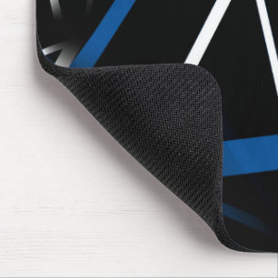 Seamless Abstract Blue and White Lines On Black B Mouse Mat