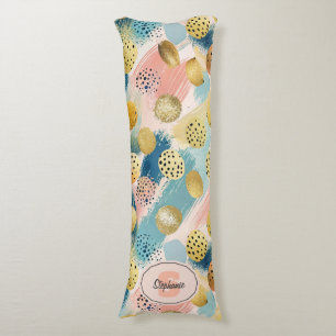 Seamless Abstract Brushstroke & Gold Shape Pattern Body Cushion