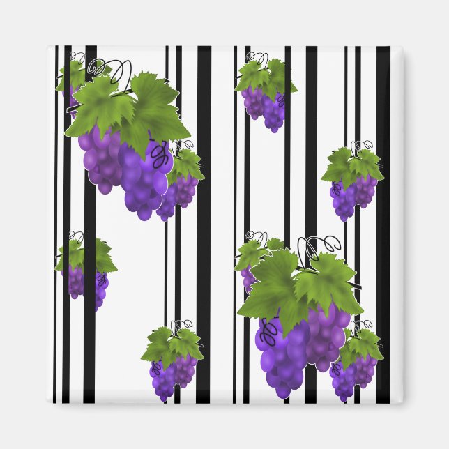 Seamless abstract cartoon grape fruit striped line magnet (Front)