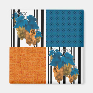 Seamless abstract cartoon grape fruit striped line magnet