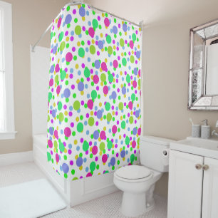 Seamless abstract circles fun confetti dots bright shower curtain