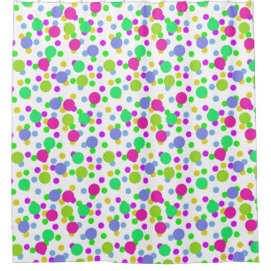 Seamless abstract circles fun confetti dots bright shower curtain
