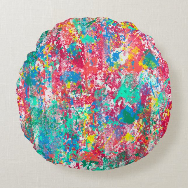 seamless abstract digital illustration fabric desi round cushion (Front)