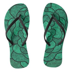 Seamless abstract floral flowers black green colou flip flops