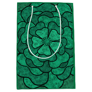Seamless abstract floral flowers black green medium gift bag