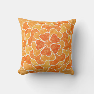 Seamless abstract floral flowers white orange colo cushion