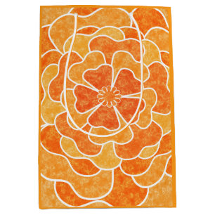 Seamless abstract floral flowers white orange colo medium gift bag