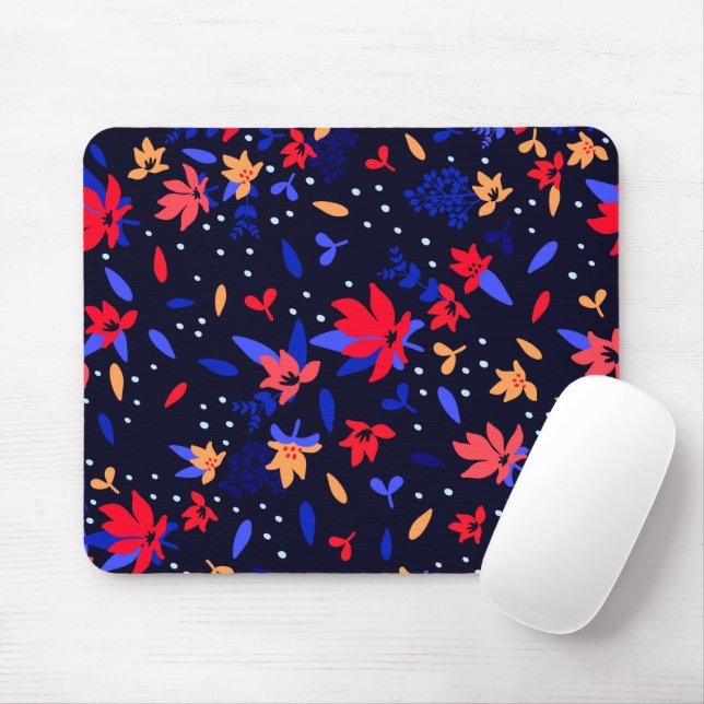 Seamless Abstract Floral Pattern Mouse Mat (With Mouse)