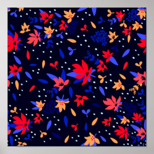 Seamless Abstract Floral Pattern  Poster