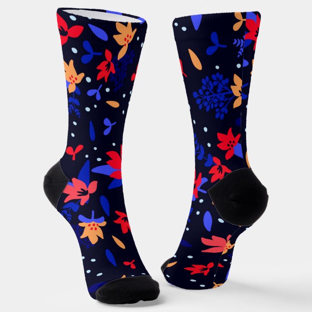 Seamless Abstract Floral Pattern Socks (Angled)
