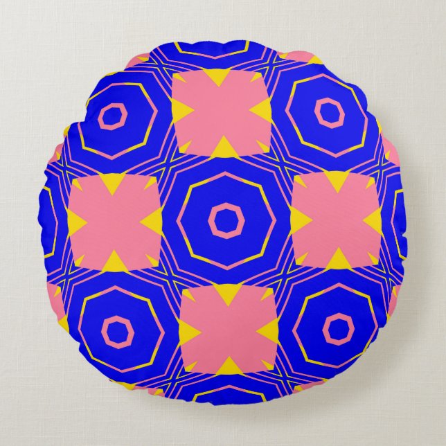 Seamless abstract geometric floral patternabstract round cushion (Front)